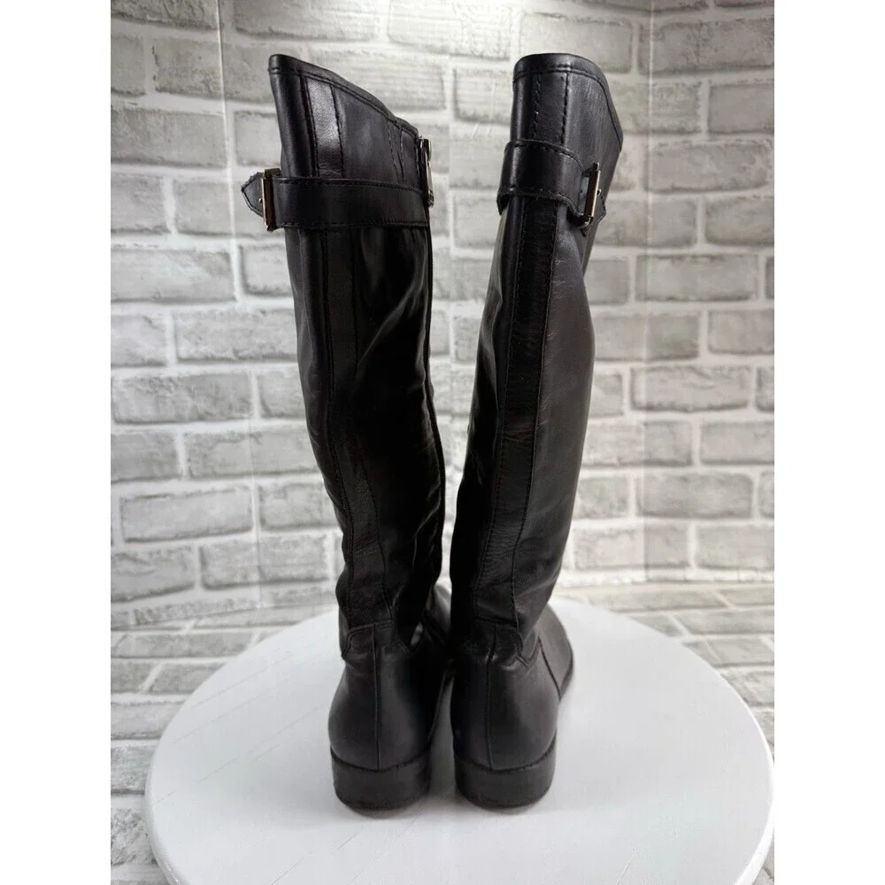 Tommy Hilfiger TWDEXTER Women’s Size 10 Black Leather Knee High Riding Boots